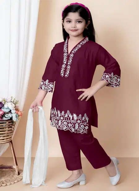 HK 224 Heavy Crep Kids Wear Top With Bottom Dupatta Wholesale Clothing Distributors In India